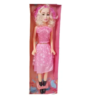 Babuniya Barbie Fashion Doll Wearing Pink and White Gingham Dress with Daisy Chain Necklace