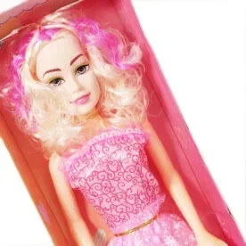 Babuniya Barbie Fashion Doll Wearing Pink and White Gingham Dress with Daisy Chain Necklace view 4