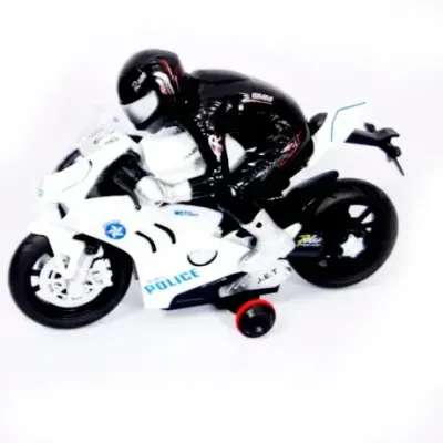 Babuniya Police Moto R/C 1:20 Motorbike with | Light and Music with Remote Control | 360 Degree Rotation Motorbike Toys for Kids. view 2