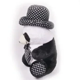 Black & White small Panda Cap Teddy Bear Soft Plush Fluffy Spongy Fur Stuffed Toy view 3