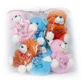 Pack Of 6 Mixed Color Cute Teddy Bears with love wish in hands view 3