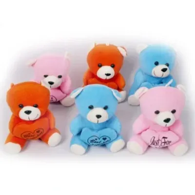 Pack Of 6 Mixed Color Cute Teddy Bears with love wish in hands view 2